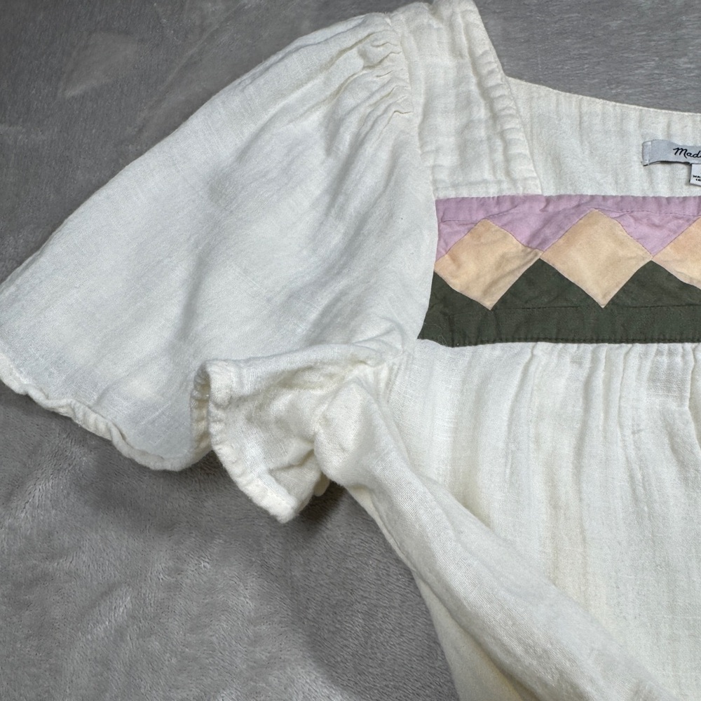 Madewell Patchwork Quilted Square-Neck Antique Cr… - image 3